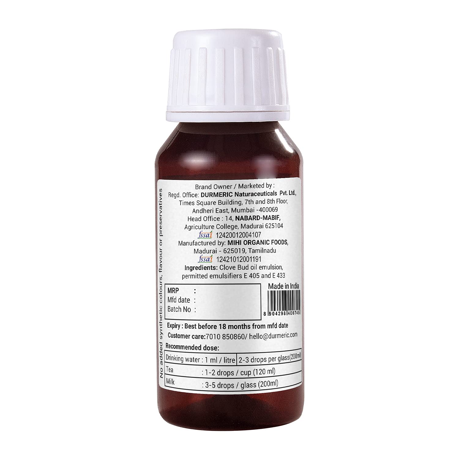 Durmeric Onedrop Intensive Clove Bud Herbal Drops- 60 Ml